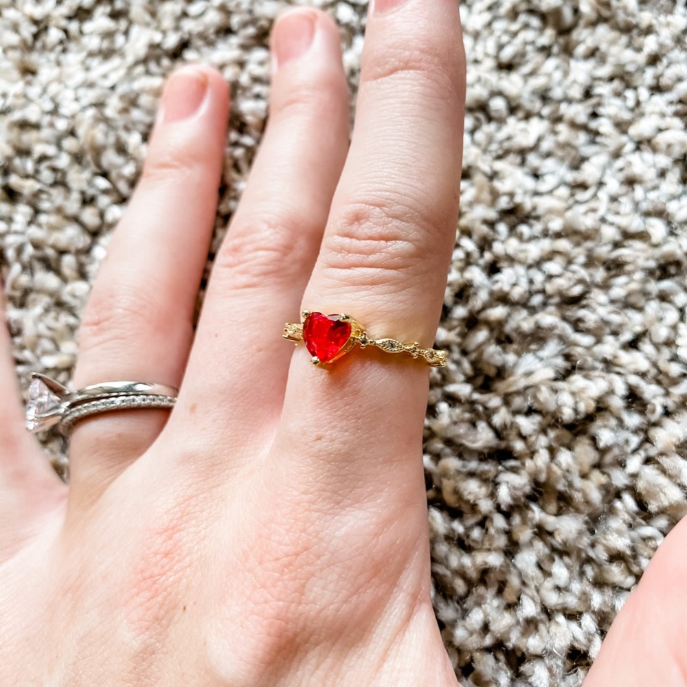 Ruby Red Heart Ring - Picture 2 of 7